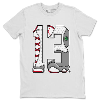 Air Jordan 13 Wolf Grey Sneaker Match Tees Number 13 Sneaker Tees Air Jordan 13 Retro Wolf Grey T-Shirt Unisex Shirts White 2