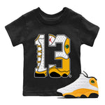 Jordan 13 Del Sol Sneaker Match Tees Number 13 Sneaker Tees Jordan 13 Del Sol Sneaker Release Tees Kids Shirts