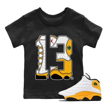 Jordan 13 Del Sol Sneaker Match Tees Number 13 Sneaker Tees Jordan 13 Del Sol Sneaker Release Tees Kids Shirts