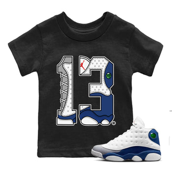 Jordan 13 French Blue Sneaker Match Tees Number 13 Sneaker Tees Jordan 13 French Blue Sneaker Release Tees Kids Shirts