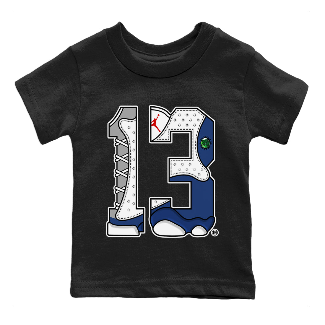 Jordan 13 French Blue Sneaker Match Tees Number 13 Sneaker Tees Jordan 13 French Blue Sneaker Release Tees Kids Shirts