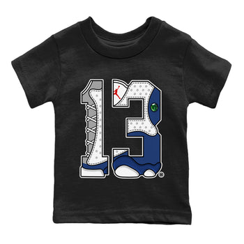 Jordan 13 French Blue Sneaker Match Tees Number 13 Sneaker Tees Jordan 13 French Blue Sneaker Release Tees Kids Shirts