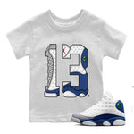 Jordan 13 French Blue Sneaker Match Tees Number 13 Sneaker Tees Jordan 13 French Blue Sneaker Release Tees Kids Shirts
