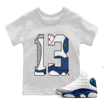 Jordan 13 French Blue Sneaker Match Tees Number 13 Sneaker Tees Jordan 13 French Blue Sneaker Release Tees Kids Shirts