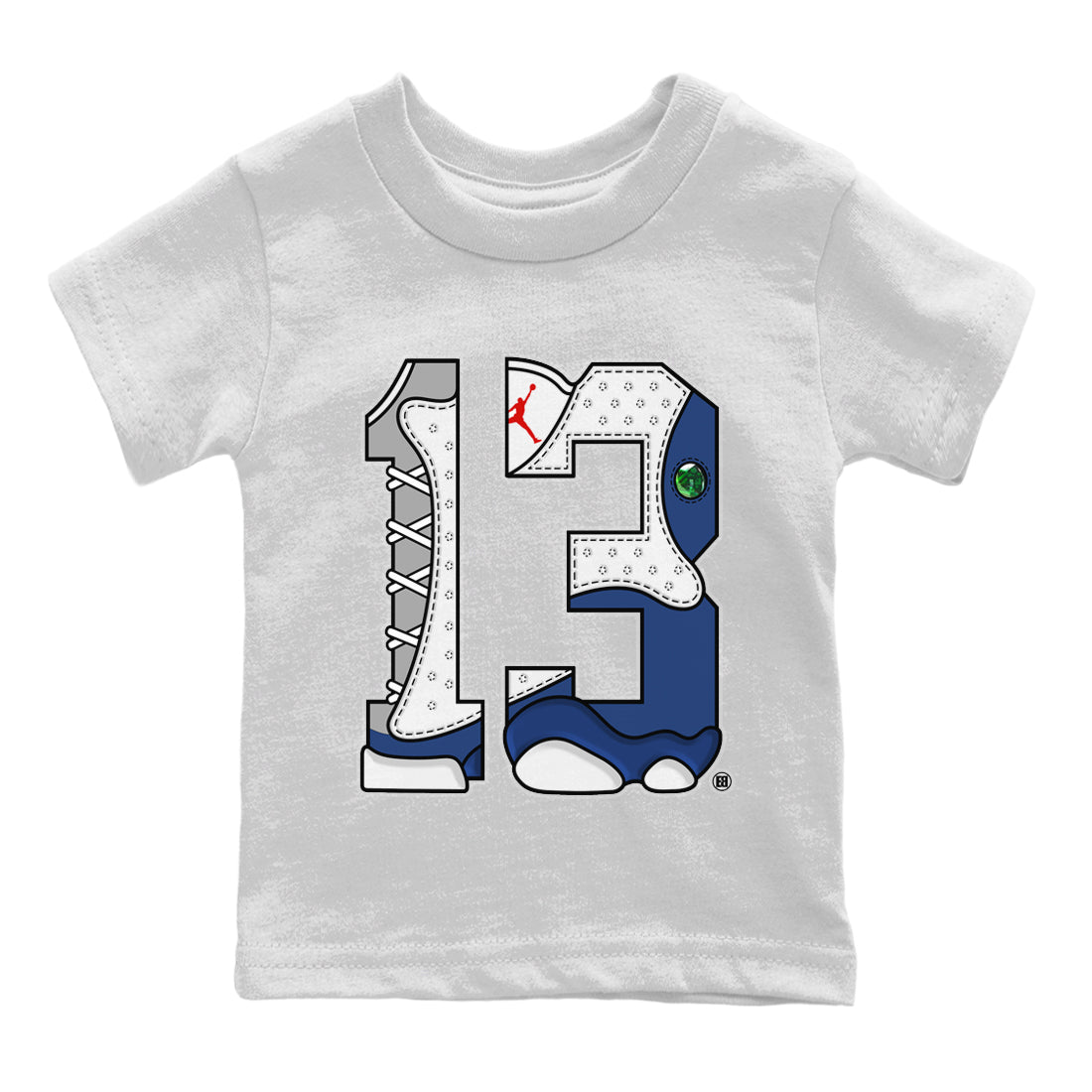 Jordan 13 French Blue Sneaker Match Tees Number 13 Sneaker Tees Jordan 13 French Blue Sneaker Release Tees Kids Shirts