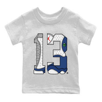 Jordan 13 French Blue Sneaker Match Tees Number 13 Sneaker Tees Jordan 13 French Blue Sneaker Release Tees Kids Shirts