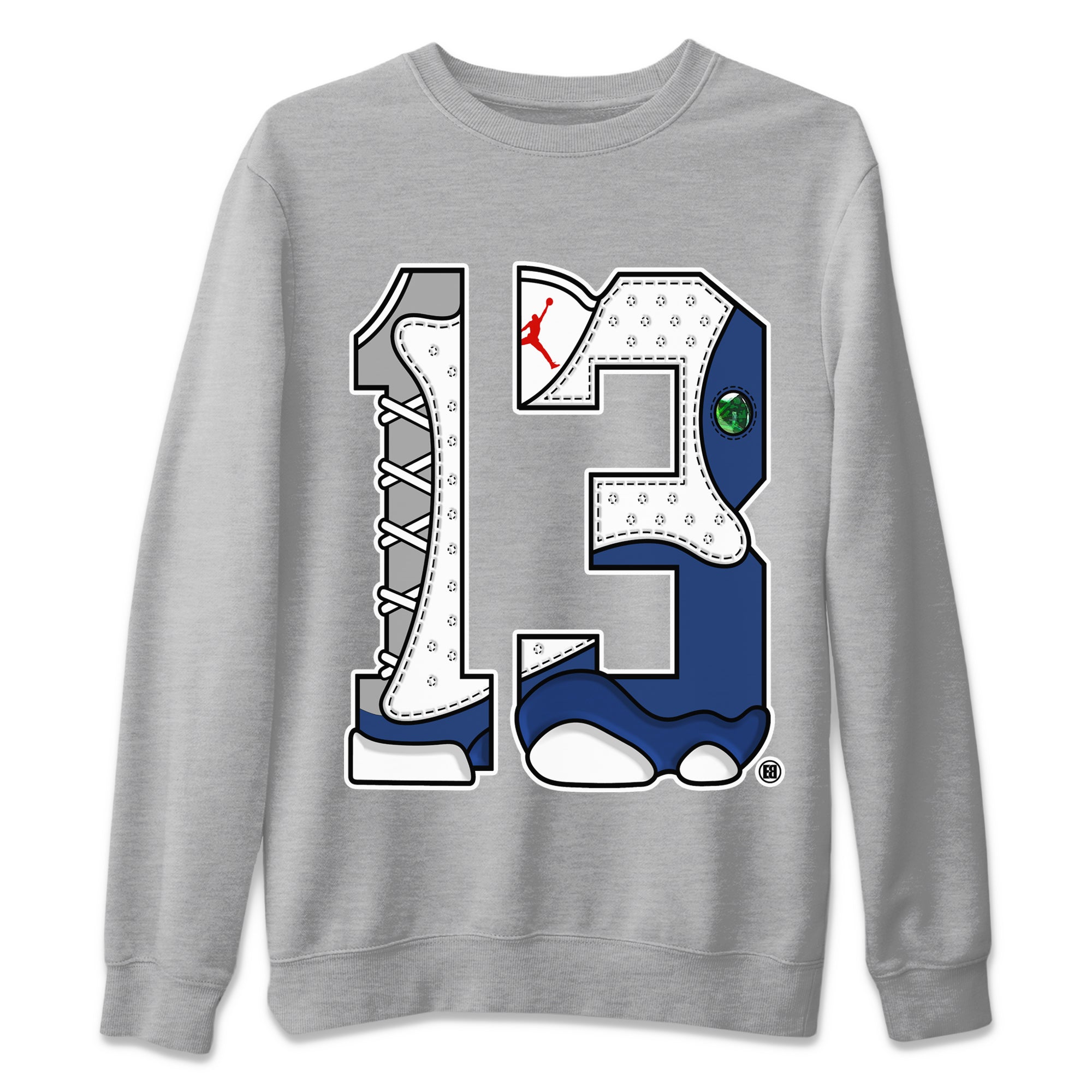 Jordan 13 French Blue Sneaker Match Tees Number 13 Sneaker Tees Jordan 13 French Blue Sneaker Release Tees Unisex Shirts