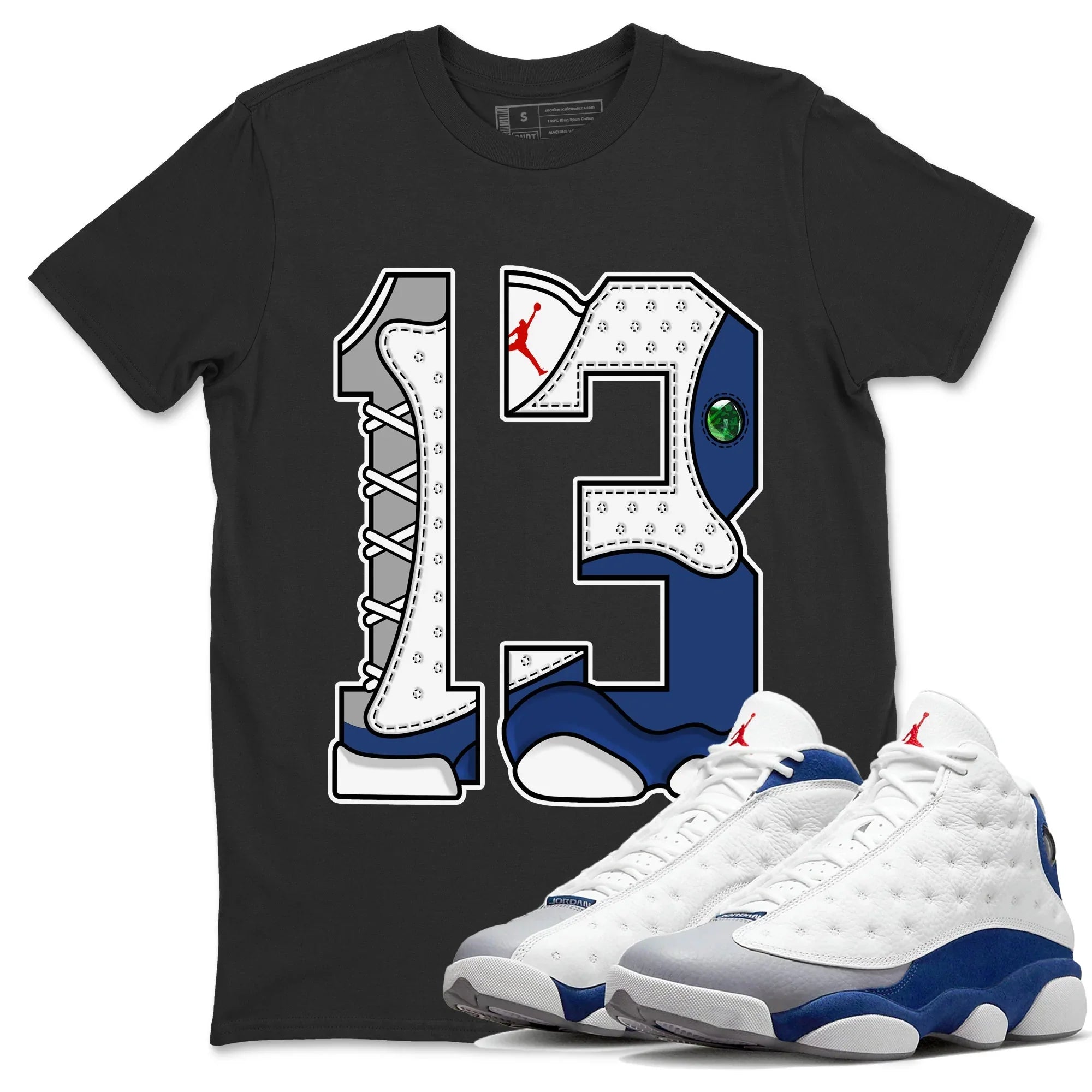 Jordan 13 French Blue Sneaker Match Tees Number 13 Sneaker Tees Jordan 13 French Blue Sneaker Release Tees Unisex Shirts