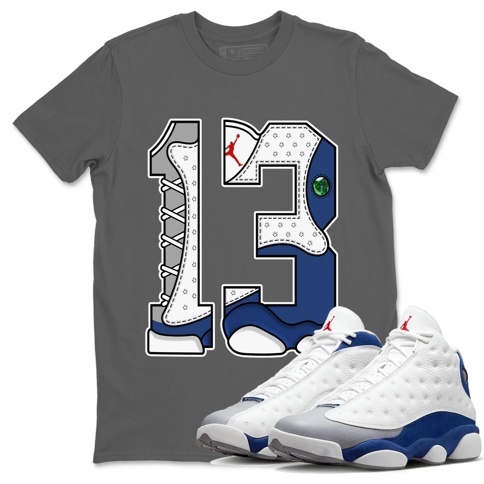 Jordan 13 French Blue Sneaker Match Tees Number 13 Sneaker Tees Jordan 13 French Blue Sneaker Release Tees Unisex Shirts