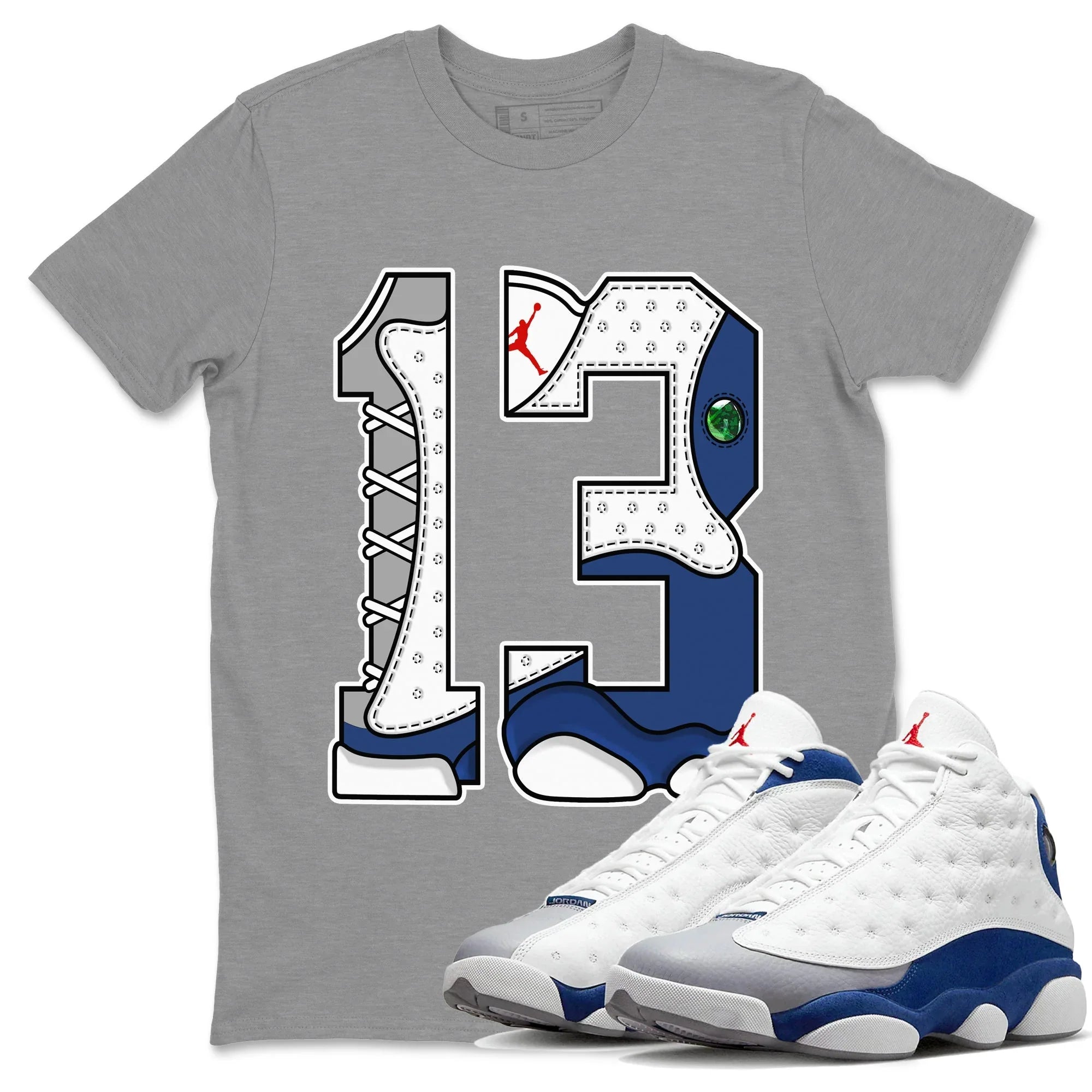 Jordan 13 French Blue Sneaker Match Tees Number 13 Sneaker Tees Jordan 13 French Blue Sneaker Release Tees Unisex Shirts