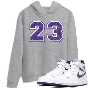 Jordan 1 WMNS Court Purple Sneaker Match Tees Number 23 Sneaker Tees Jordan 1 WMNS Court Purple Sneaker Release Tees Unisex Shirts