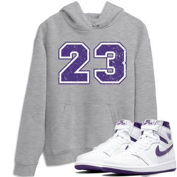 Jordan 1 WMNS Court Purple Sneaker Match Tees Number 23 Sneaker Tees Jordan 1 WMNS Court Purple Sneaker Release Tees Unisex Shirts