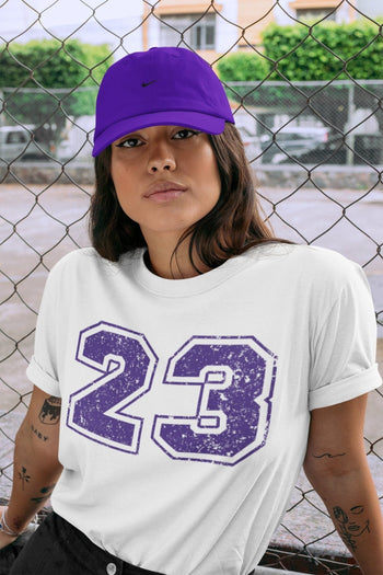 Jordan 1 WMNS Court Purple Sneaker Match Tees Number 23 Sneaker Tees Jordan 1 WMNS Court Purple Sneaker Release Tees Unisex Shirts