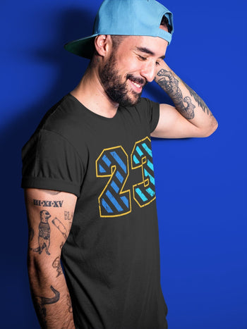 Jordan 2 OFF-WHITE Black Blue Sneaker Match Tees Number 23 Sneaker Tees Jordan 2 OFF-WHITE Black Blue Sneaker Release Tees Unisex Shirts