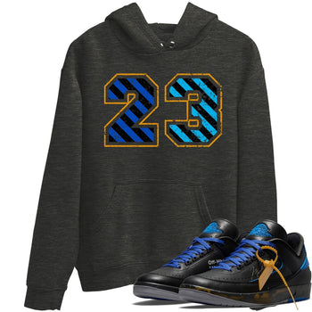 Jordan 2 OFF-WHITE Black Blue Sneaker Match Tees Number 23 Sneaker Tees Jordan 2 OFF-WHITE Black Blue Sneaker Release Tees Unisex Shirts
