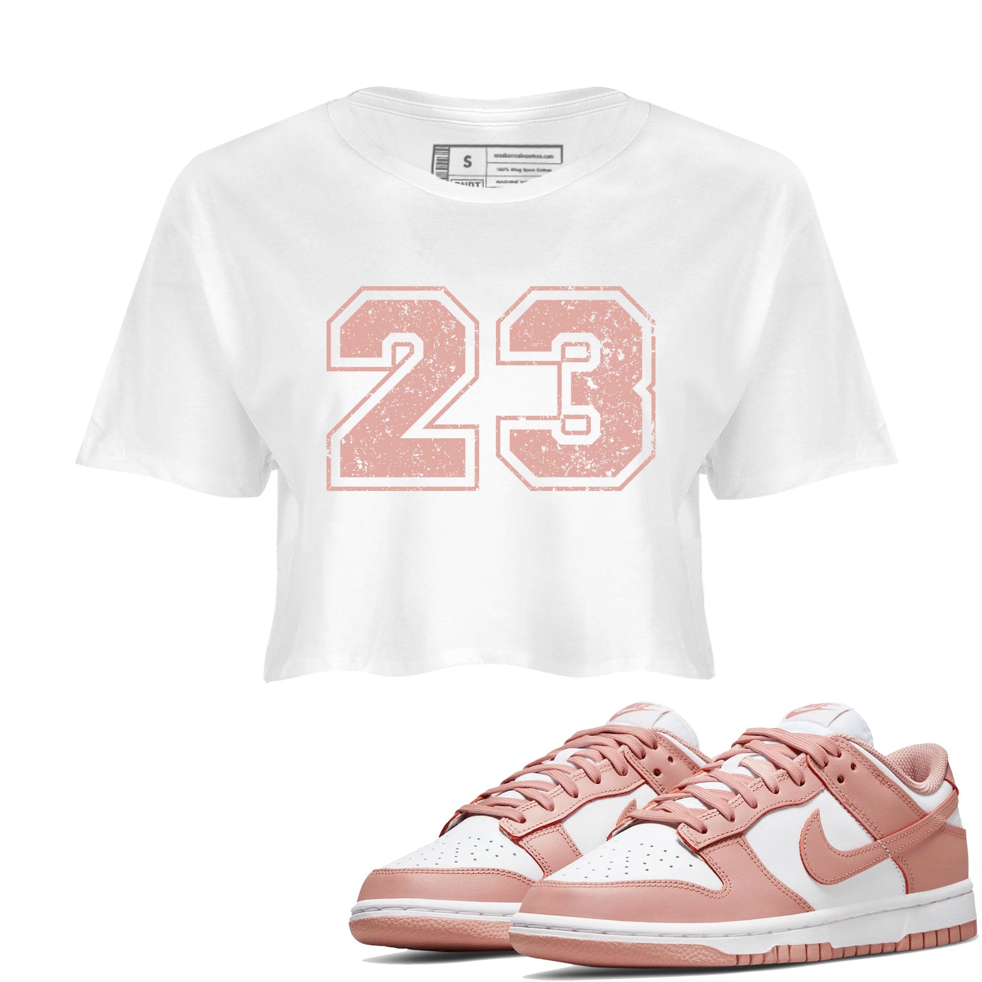 Dunk Low WMNS Rose Whisper shirt to match jordans Number 23 sneaker tees Dunk Rose Whisper SNRT Sneaker Release Tees White 1 Crop T-Shirt