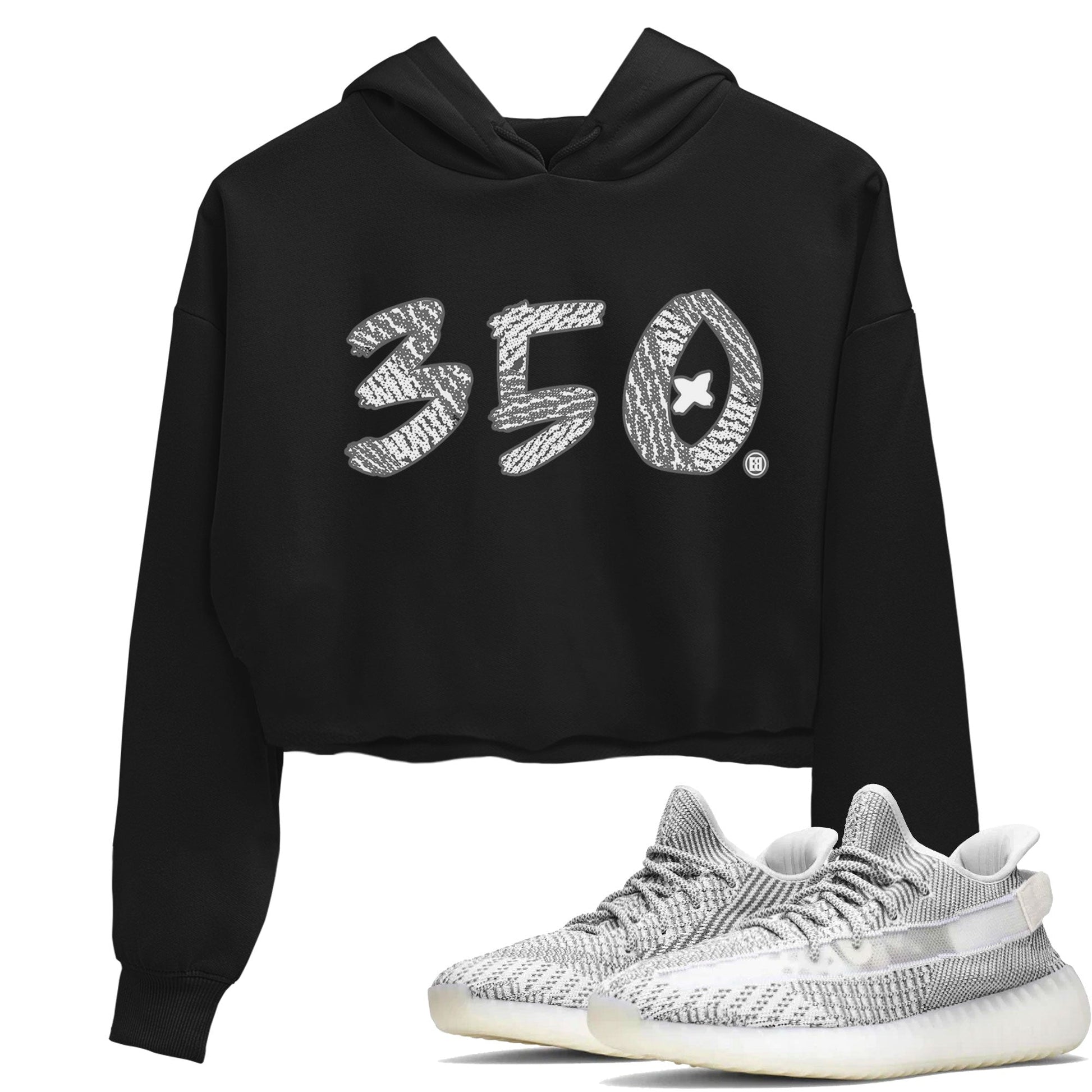 Yeezy Boost 350 Static shirt to match jordans Number 350 sneaker tees Yeezy 350 Static SNRT Sneaker Tees Sneaker Matching Clothing Brand Black 1 Crop T-Shirt