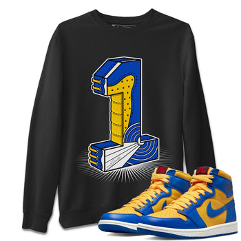 Jordan 1 Game Royal Varsity Maize Sneaker Match Tees Number Statue Sneaker Tees Jordan 1 Game Royal Varsity Maize Sneaker Release Tees Unisex Shirts