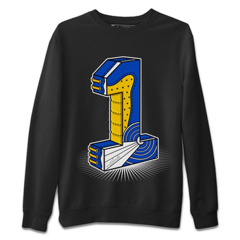 Jordan 1 Game Royal Varsity Maize Sneaker Match Tees Number Statue Sneaker Tees Jordan 1 Game Royal Varsity Maize Sneaker Release Tees Unisex Shirts