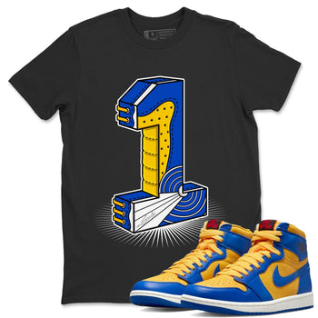 Jordan 1 Game Royal Varsity Maize Sneaker Match Tees Number Statue Sneaker Tees Jordan 1 Game Royal Varsity Maize Sneaker Release Tees Unisex Shirts