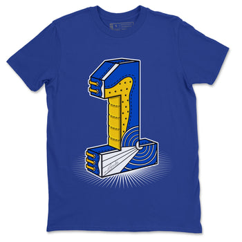 Jordan 1 Game Royal Varsity Maize Sneaker Match Tees Number Statue Sneaker Tees Jordan 1 Game Royal Varsity Maize Sneaker Release Tees Unisex Shirts