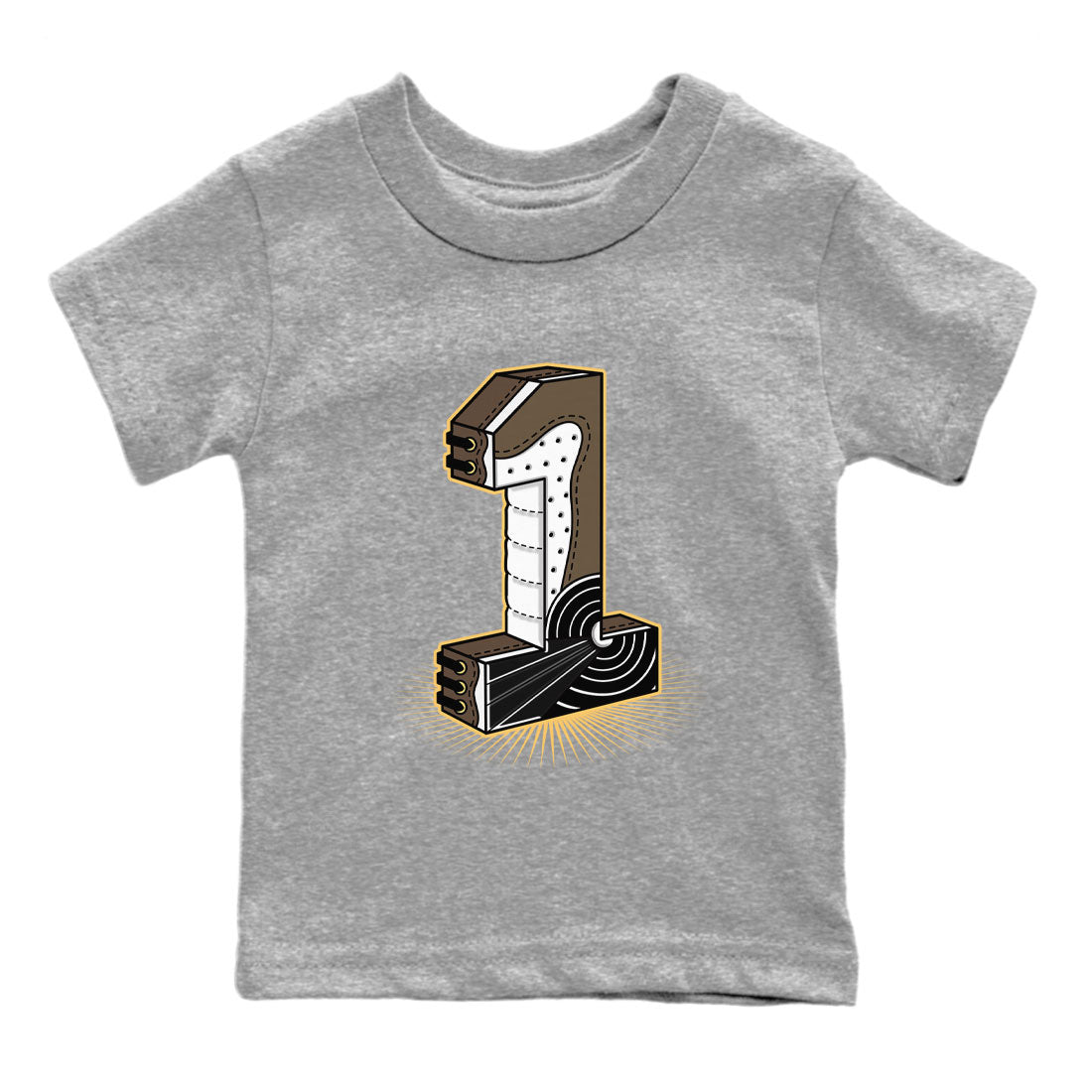 Air Jordan 1 Palomino shirt to match jordans Number Statue sneaker tees Crew Neck Jordan 1 Retro High OG Palomino SNRT Sneaker Release Tees Baby Toddler Heather Grey 2 T-Shirt