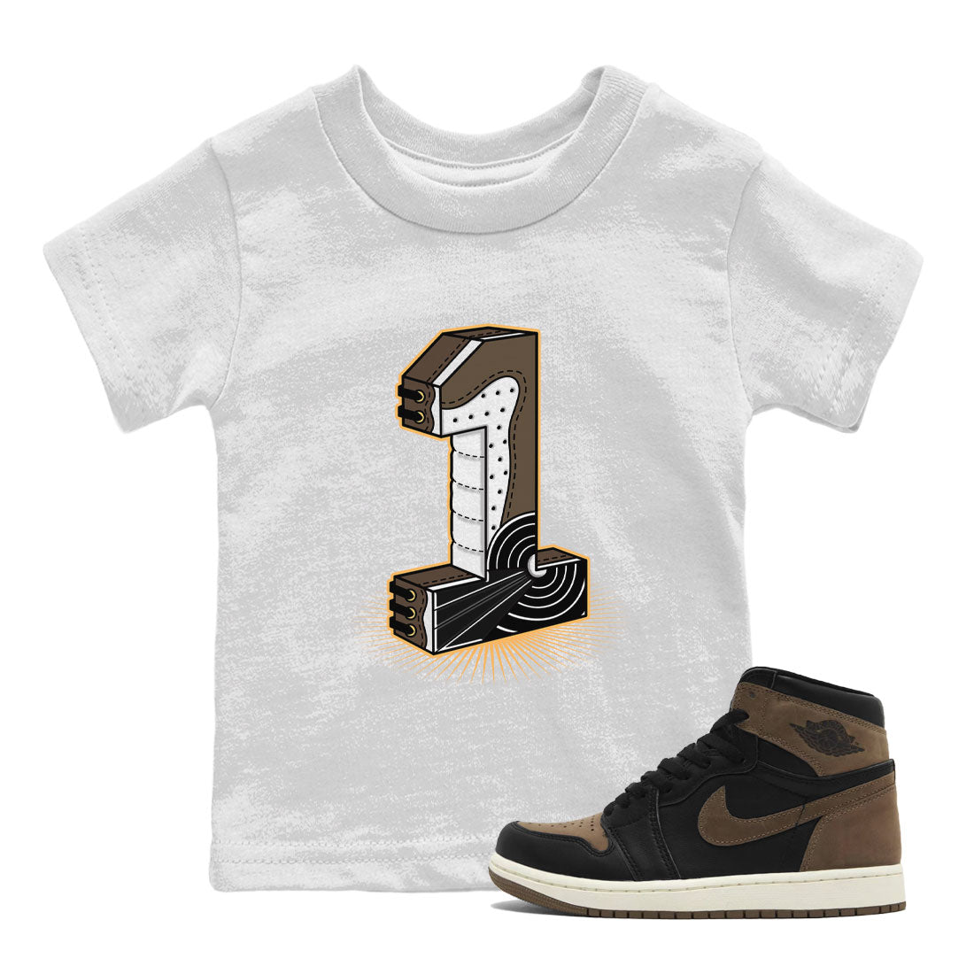 Air Jordan 1 Palomino shirt to match jordans Number Statue sneaker tees Crew Neck Jordan 1 Retro High OG Palomino SNRT Sneaker Release Tees Baby Toddler White 1 T-Shirt