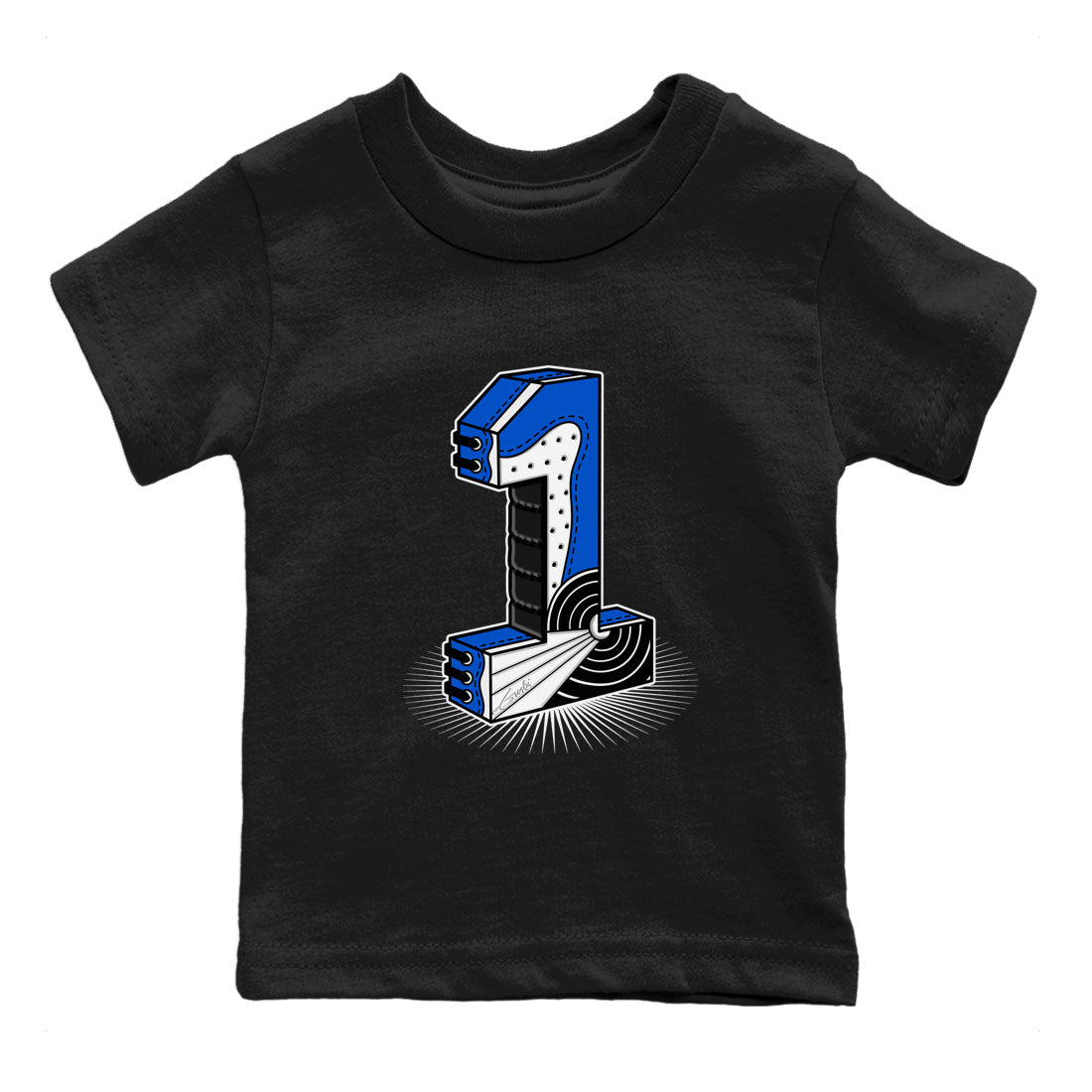 Air Jordan 1 High OG Royal Reimagined Number Statue Kids TShirt