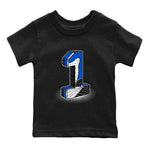 1s Royal Reimagined shirt to match jordans Number Statue sneaker tees Jordan 1 High OG Royal Reimagined SNRT Sneaker Tees Youth Kid's Baby Shirt Black 2 T-Shirt