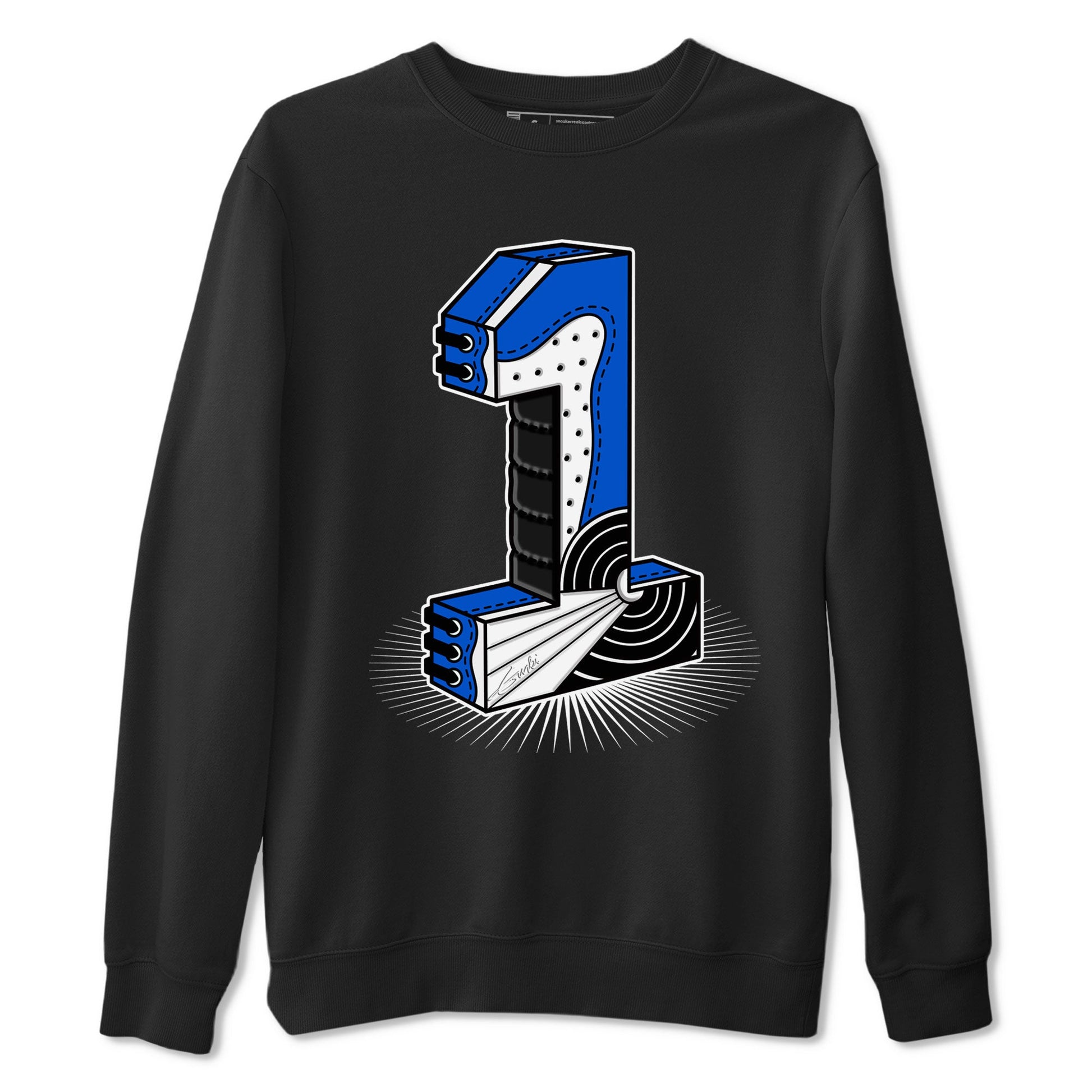 1s Royal Reimagined shirt to match jordans Number Statue sneaker tees Jordan 1 High OG Royal Reimagined SNRT Sneaker Release Tees Cotton Sneaker Tee Black 2 T-Shirt