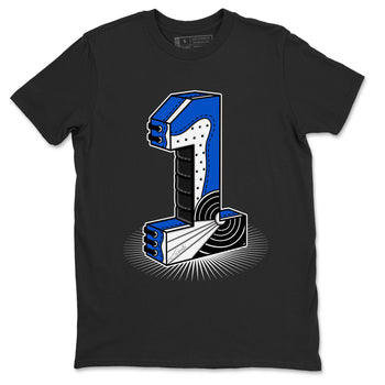 1s Royal Reimagined shirt to match jordans Number Statue sneaker tees Jordan 1 High OG Royal Reimagined SNRT Sneaker Release Tees Cotton Sneaker Tee Black 2 T-Shirt