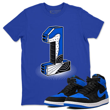 1s Royal Reimagined shirt to match jordans Number Statue sneaker tees Jordan 1 High OG Royal Reimagined SNRT Sneaker Release Tees Cotton Sneaker Tee Royal Blue 1 T-Shirt