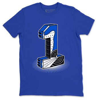 1s Royal Reimagined shirt to match jordans Number Statue sneaker tees Jordan 1 High OG Royal Reimagined SNRT Sneaker Release Tees Cotton Sneaker Tee Royal Blue 2 T-Shirt