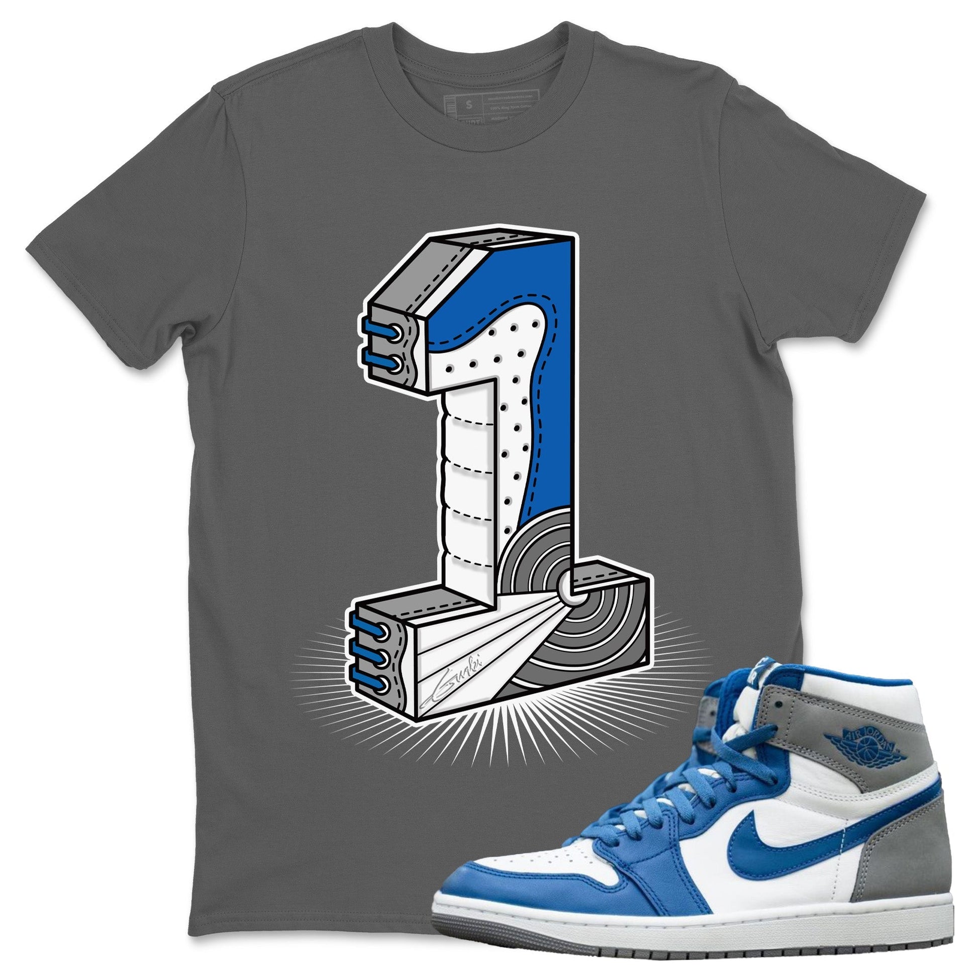 Jordan 1 True Blue Sneaker Match Tees Number Statue Sneaker Tees Jordan 1 True Blue Sneaker Release Tees Unisex Shirts