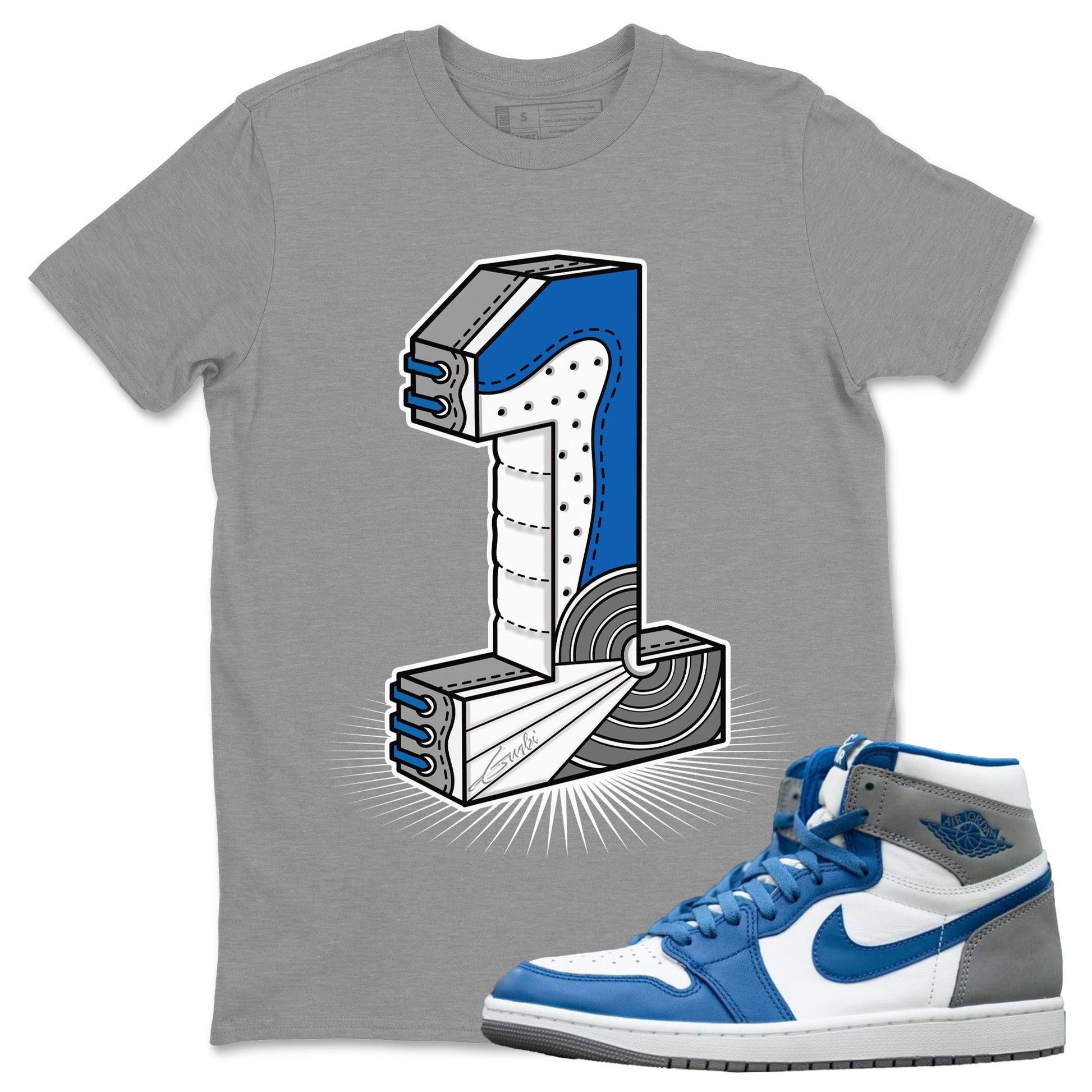 Jordan 1 True Blue Sneaker Match Tees Number Statue Sneaker Tees Jordan 1 True Blue Sneaker Release Tees Unisex Shirts