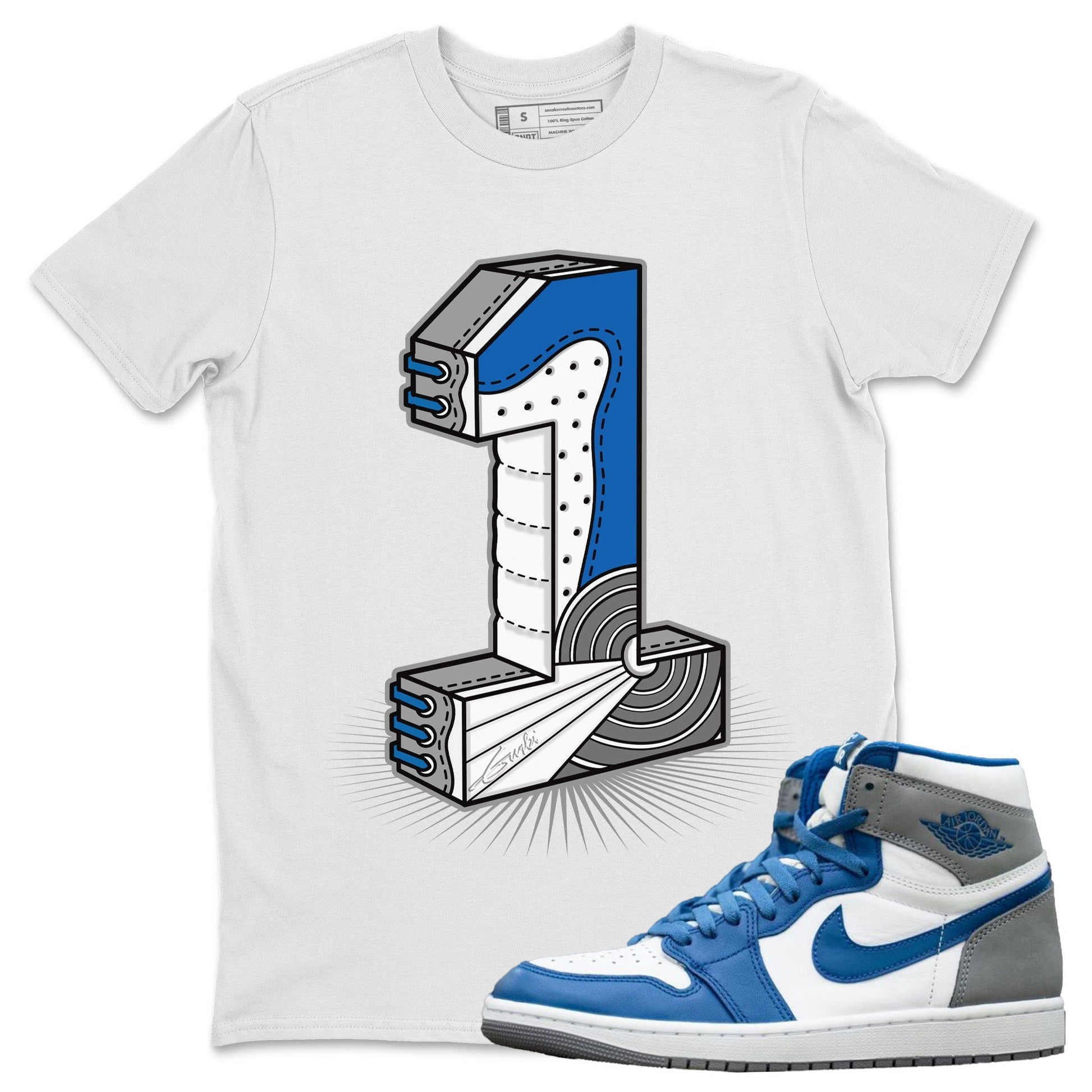 Jordan 1 True Blue Sneaker Match Tees Number Statue Sneaker Tees Jordan 1 True Blue Sneaker Release Tees Unisex Shirts