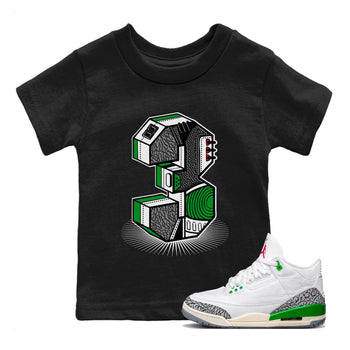 Air Jordan 3 Lucky Green Sneaker Match Tees Number Statue Sneaker Tees Jordan 3 Retro Lucky Green Sneaker Release Tees Kids Shirts Black 1