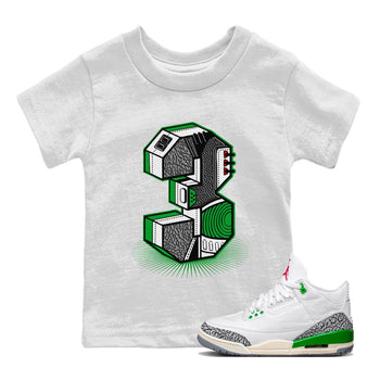 Air Jordan 3 Lucky Green Sneaker Match Tees Number Statue Sneaker Tees Jordan 3 Retro Lucky Green Sneaker Release Tees Kids Shirts White 1