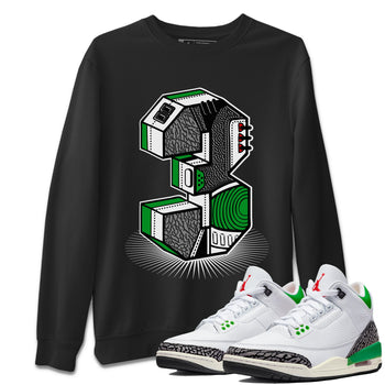 Air Jordan 3 Lucky Green Sneaker Match Tees Number Statue Sneaker Tees Jordan 3 Retro Lucky Green Sneaker Release Tees Unisex Shirts Black 1