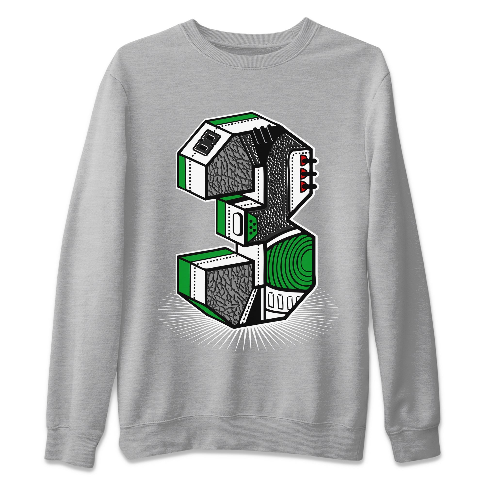 Air Jordan 3 Lucky Green Sneaker Match Tees Number Statue Sneaker Tees Jordan 3 Retro Lucky Green Sneaker Release Tees Unisex Shirts Heather Grey 2