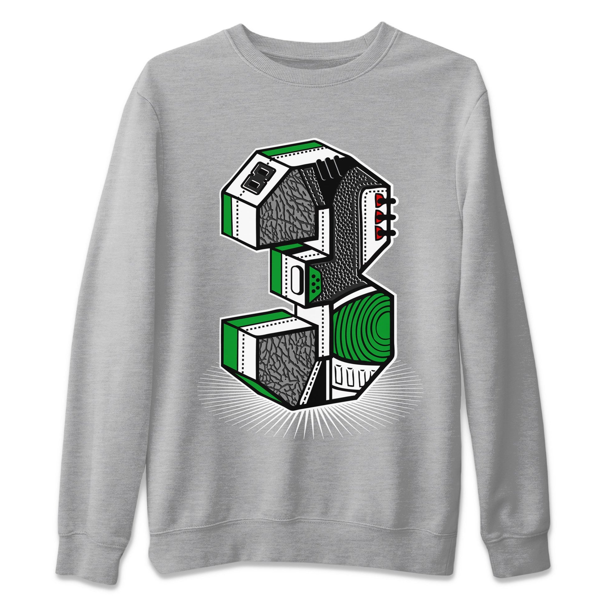 Air Jordan 3 Lucky Green Sneaker Match Tees Number Statue Sneaker Tees Jordan 3 Retro Lucky Green Sneaker Release Tees Unisex Shirts Heather Grey 2