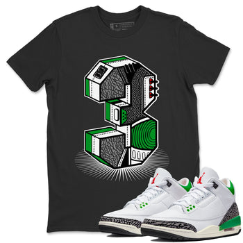 Air Jordan 3 Lucky Green Sneaker Match Tees Number Statue Sneaker Tees Jordan 3 Retro Lucky Green Sneaker Release Tees Unisex Shirts Black 1