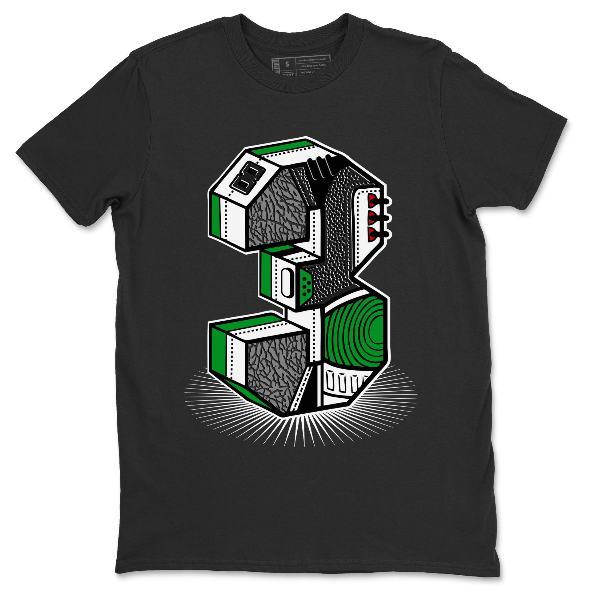 Air Jordan 3 Lucky Green Sneaker Match Tees Number Statue Sneaker Tees Jordan 3 Retro Lucky Green Sneaker Release Tees Unisex Shirts Black 2