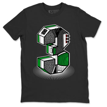 Air Jordan 3 Lucky Green Sneaker Match Tees Number Statue Sneaker Tees Jordan 3 Retro Lucky Green Sneaker Release Tees Unisex Shirts Black 2