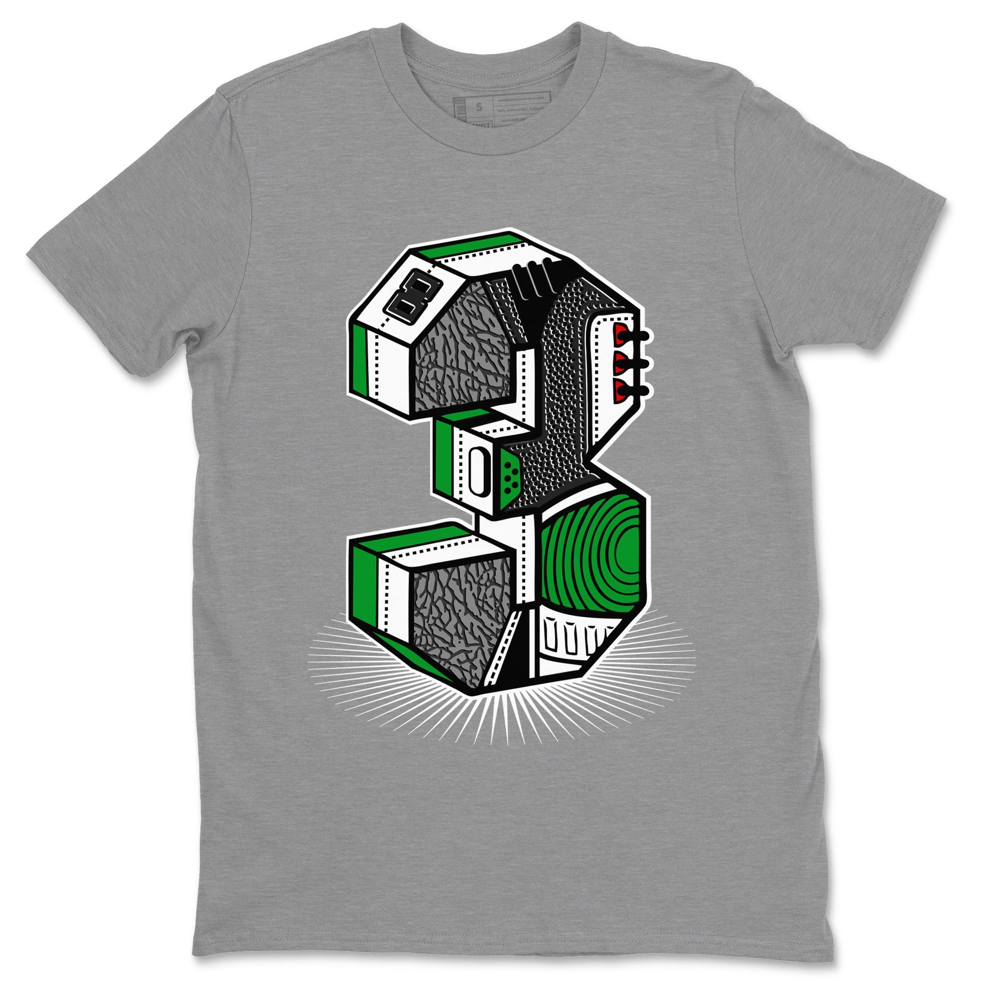 Air Jordan 3 Lucky Green Sneaker Match Tees Number Statue Sneaker Tees Jordan 3 Retro Lucky Green Sneaker Release Tees Unisex Shirts Heather Grey 2
