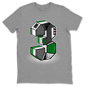 Air Jordan 3 Lucky Green Sneaker Match Tees Number Statue Sneaker Tees Jordan 3 Retro Lucky Green Sneaker Release Tees Unisex Shirts Heather Grey 2
