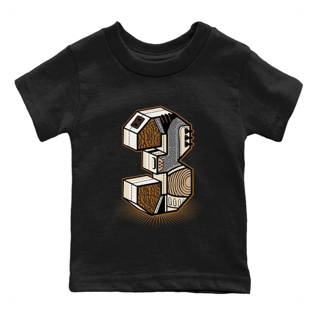 Air Jordan 3 Palomino shirt to match jordans Number Statue sneaker tees 3s Palomino SNRT Sneaker Release Tees Baby Toddler Black 2 T-Shirt