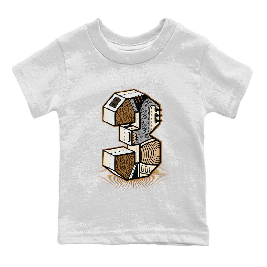 Air Jordan 3 Palomino shirt to match jordans Number Statue sneaker tees 3s Palomino SNRT Sneaker Release Tees Baby Toddler White 2 T-Shirt