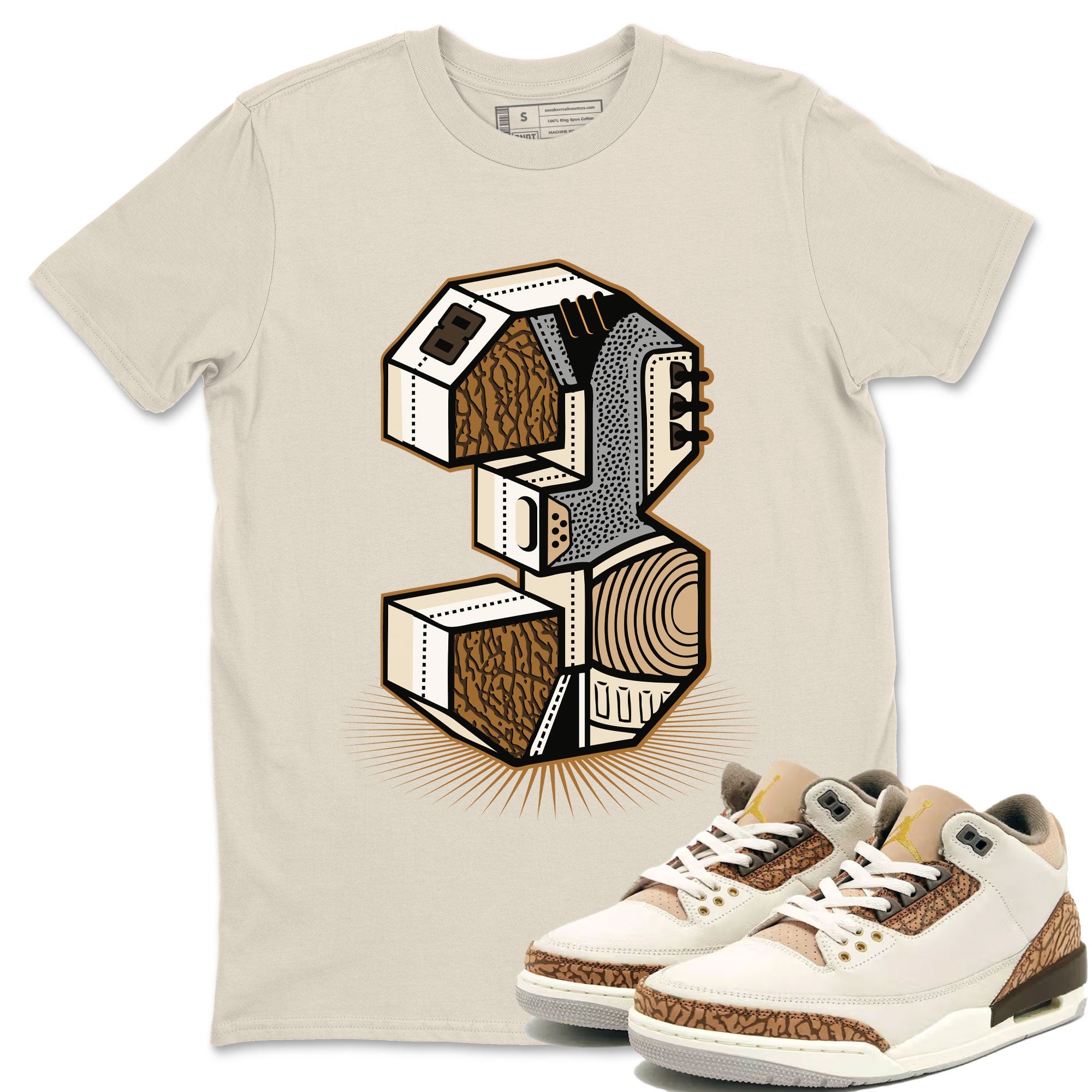 Air Jordan 3 Palomino shirt to match jordans Number Statue sneaker tees 3s Palomino SNRT Sneaker Release Tees Unisex Natural 1 T-Shirt