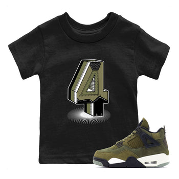 AJ4 Medium Olive shirt to match jordans Number Statue sneaker tees Air Jordan 4 Retro Medium Olive SNRT Sneaker Release Tees Baby Toddler Black 1 T-Shirt